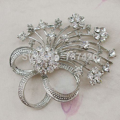 free shipping 30pcs pack Flower Corsage Pin Bridal Sparkling Crystal Rhinestones Broach DIY Flower Bouquet Brooch