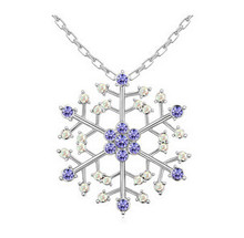 Snowflake Necklace Women 18K White Gold Plated Colorful Crystal Necklaces Pendants Fashion Brand Jewelry 14305