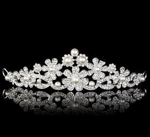 W13 Lotus flower bridal pearl tiara wedding crown B16