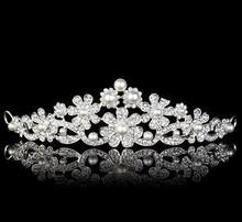 Lotus flower bridal pearl tiara wedding crown  B16