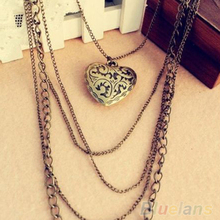 New Fashion Jewelry Heart Pattern Retro Long Pendant Sweater Chain Women Necklace pendants 063G