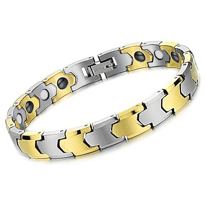 2015 Freeshipping New Korean Jewelry Chain Link Bracelets Wholesale Fashion Gold Plated Tungsten Steel Magnetic Health