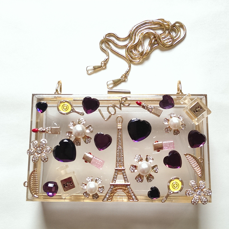 Personalized handmade bags transparent acrylic crystal small air bag perfume bottle chain bag one shoulder