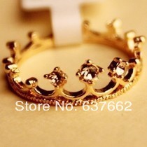 $10 (mix order) Free Shipping New Fashion Flash Drill Crown Ring Jewelry Shiny Elegant Beauty R009 3g