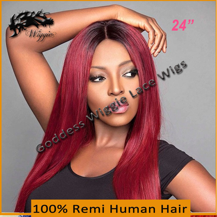 Full Lace Human Hair Wigs Ombre 150 Density Silky Straight Red Wig Full Lace Human Hair Wigs Ombre 150 Density Silky Straight Red Wig