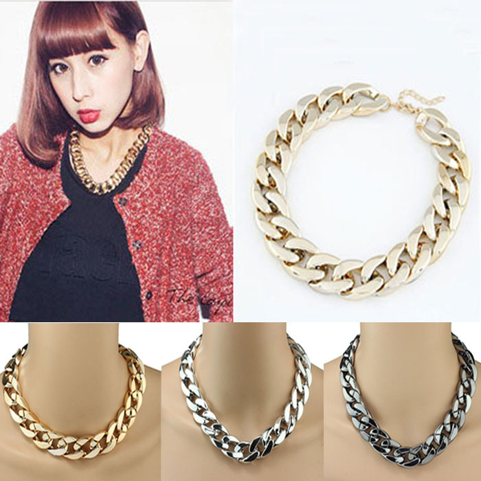 1PC Shiny Style Alloy Link ID Celebrity Choker Chunky Chain Necklace Freeshipping Wholesale Alipower