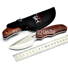 Hot!!OEM BUCK 076 Hunting Knife Camping Knife Survival Knife Silver blade Wood Handle,Free shipping