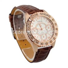 Jewelry Casual Ladies Wristwatch leather strap watches rhinestone Women s gift Watch Free Drop Shipping Wholesale