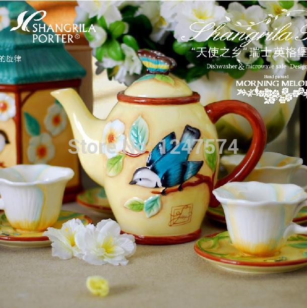 Hand painted ceramic tea set 9pcs set 
