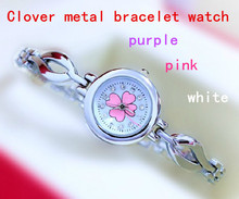 Free shippoing Clover metal bracelet watch fashion girlfriend gifts jewelry leisure lovers friends decoration Lovely beautiful