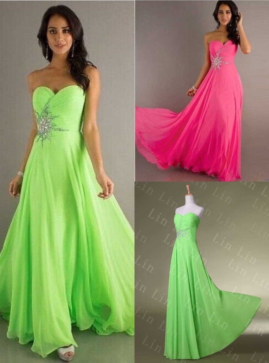 Lime Green And Hot Pink Bridesmaid Dresses