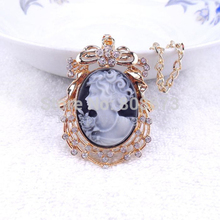 Free Shipping Wholesale Lovely Vintage Cameo Necklace Beautiful Queen Victoria Pendent Necklace