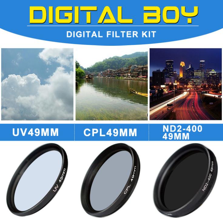 Camera Photo CPL 49mm Polarizing UV Fiter ND2 400 Neutral Density filter kit Protector for Canon