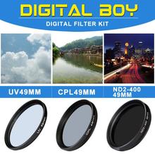 Camera & Photo! CPL 49mm Polarizing +UV Fiter+ND2-400 Neutral Density filter kit Protector for Canon Nikon Sony Olympus Camera