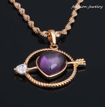 Cupid of Love 18K Yellow gold Fashion Jewelry Heart Amethyst Necklaces pendants P201