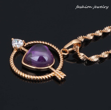 Cupid of Love 18K Yellow gold Fashion Jewelry Heart Amethyst Necklaces pendants P201