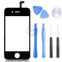 Black Front Glass Lens + Touch Screen Digitizer For iPhone 4 4S 4G Replacement for LCD Screen Case + Opening Tools Top Qualtiy