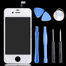 White Front Glass Lens + Touch Screen Digitizer For iPhone 4 4S 4G Replacement for LCD Screen Case + Opening Tools RCD00710