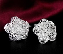 factory promotions wholesale Price Beautiful Flower 925 sterling silver WOMEN STUD earring high quality fashion classic jewelry