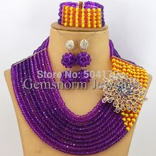 Elegant African Beaded Jewelry Set Colorful Indian Gold Plated Jewelry Set Bridal Jewelry Set Free Shipping