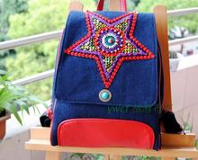 2014 Designer women backpack handmade fashion women casual bags vintage canvas student printing backpack Free shipping