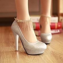 Spring crystal rhinestone thin heels ultra high heels single shoes female princess bride wedding platform shoes red