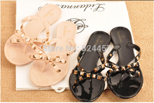 2014 summer women sandals summer shoes camellia slippers brand flip flops Melissa  jelly rivet shoes crystal sandals Wholesale