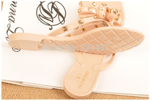 2014 summer women sandals summer shoes camellia slippers brand flip flops Melissa jelly rivet shoes crystal