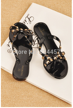 2014 summer women sandals summer shoes camellia slippers brand flip flops Melissa jelly rivet shoes crystal