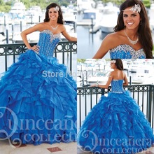 Best Selling Ball Gowns Sweetheart Floor Length Tiered Organza Cheap Quinceanera Dresses Beaded Lace Up
