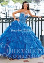 Best Selling Ball Gowns Sweetheart Floor Length Tiered Organza Cheap Quinceanera Dresses Beaded Lace Up 