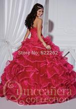 Charming Stunning Ball Gown Sweetheart Floor Length Organza Ruched Red Pink Crystal Lace Up Fashionable