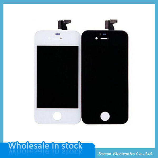 LCD with touch screen digitizer For iphone4 Mobile Phone LCDs white black color Free shipping