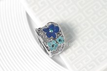 ROXI exquisite platinum plated blue plum blossom rings fashion jewelry factory price Chirstmas gifts high quality