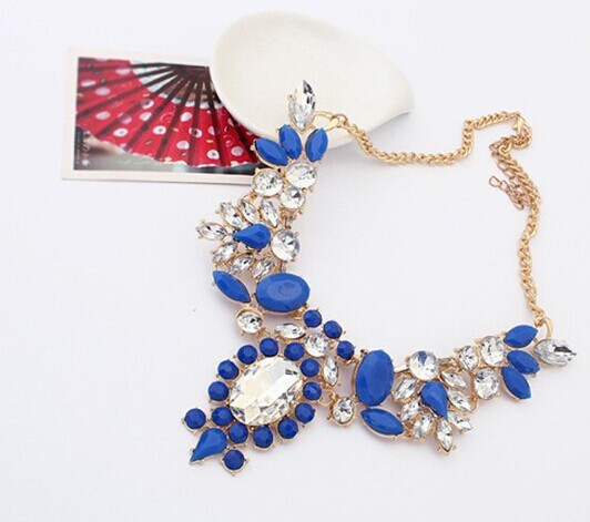 Fluorescent candy crystal flower necklace kpop bohemian 2014 fashion jewelry for women maxi colar collier bijoux
