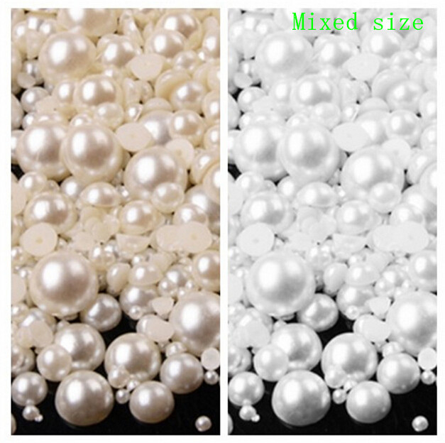 200pcs bag 3 8mm Pearl Cabochon Flat Back semicircle ABS Beads Jewelry Findings DIY Phone Case