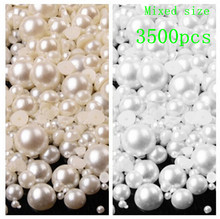 3500pcs/bag 3-8mm Pearl Cabochon Flat Back semicircle ABS Beads Jewelry Findings DIY Phone Case Free Ship B62