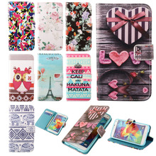 Fashion Flower & Tower & Love Stand Wallet Leather Flip Holder TPU Case Cover For Samsung Galaxy S5 SV I9600 Cell Phone 8 Color