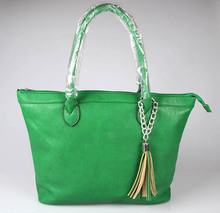 Women soft PU bag Green totes bag Womens bag leather green High Quality With Tassel And Chains Combine TCB11434 Free Shipping