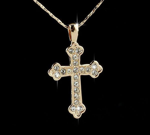 jewelry wholesale 18k gold plated made with austrian crystal rhinestone alloy pendant necklace necklace cross vintage
