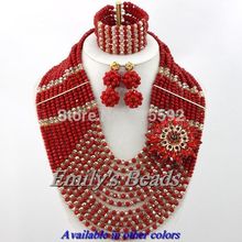 New Design Nigerian African Wedding Jewelry Set 12 Layers Bridal Necklace Bracelet Earrings Set Crystal Beads