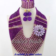 Fashion Purple Champagne Crystal Beads Jewelry Set 12 Layers African Beads Jewelry Set Highest Quality Free