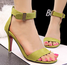 Women sandals summer 2014 high heels red bottoms shoes black yellow wine red rose pink green size 34-39 7685