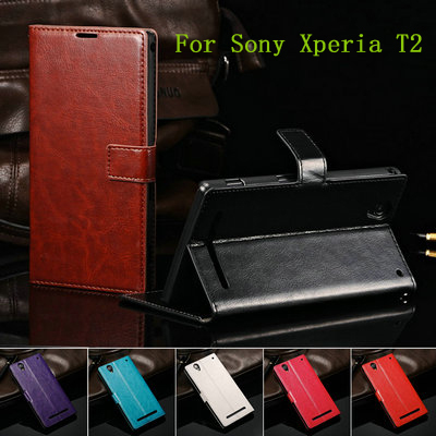 For T2 Retro Wallet Leather Case For Sony Xperia T2 Ultra XM50h Noble Phone Bag Cover