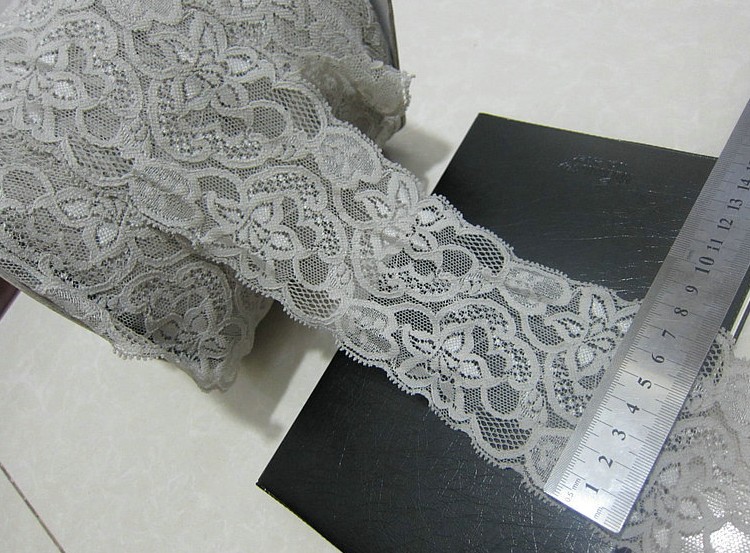 Wholesale lot Grey Flower elastic stretch Lace Trim DIY Sewing headband 8cm 3.2inch