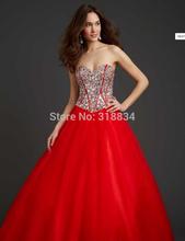 2015 Free Shipping Sexy Red Organza Quinceanera Dresses Ball Gowns f 364 With Sequins Sweetheart Backless