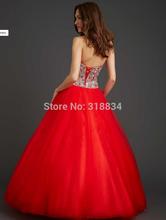 2015 Free Shipping Sexy Red Organza Quinceanera Dresses Ball Gowns f 364 With Sequins Sweetheart Backless