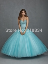 2015 Fashion Champagne Sky Blue Tulle Quinceanera Dresses With Crystals Beads Lace Up Backless Corset Strapless