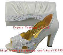 Italian Shoes With Matching Bag High Quality For party wedding Italy Shoes And Bag For Evening Free Shipping silver