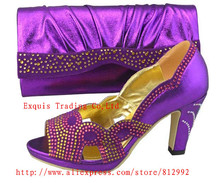 Italian matching shoe and bag set for wedding and party in wholesale 38-43 NO.1308-27  purple